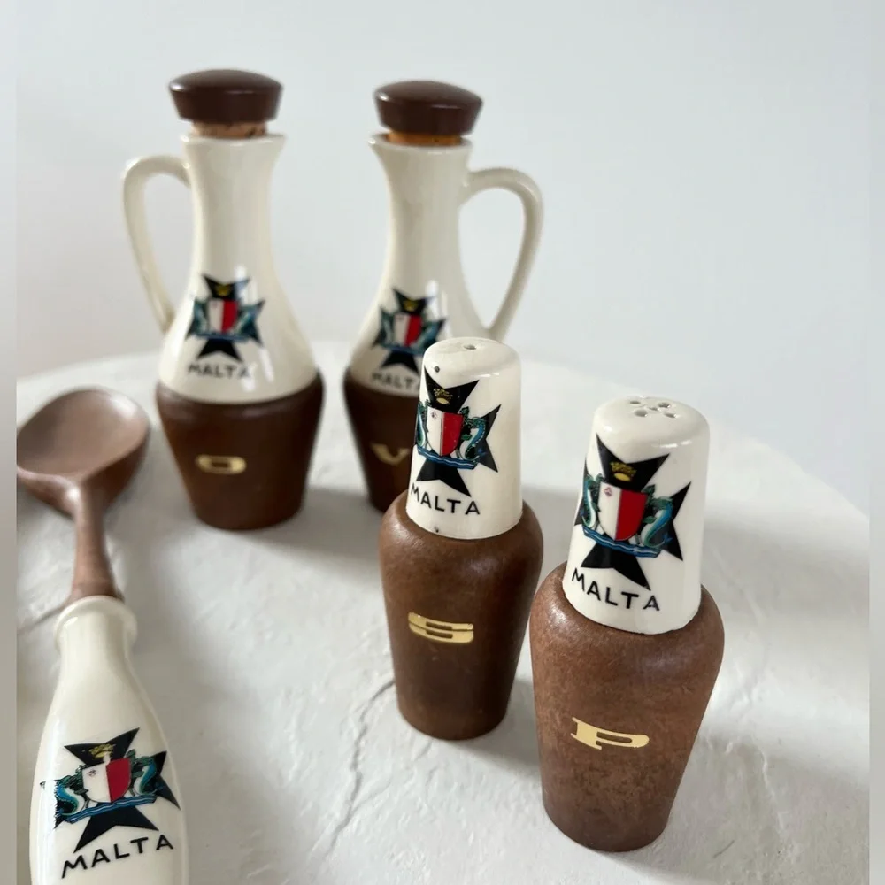 VINTAGE MATERIAL 6 PIECE SALAD‎ SERVING SET